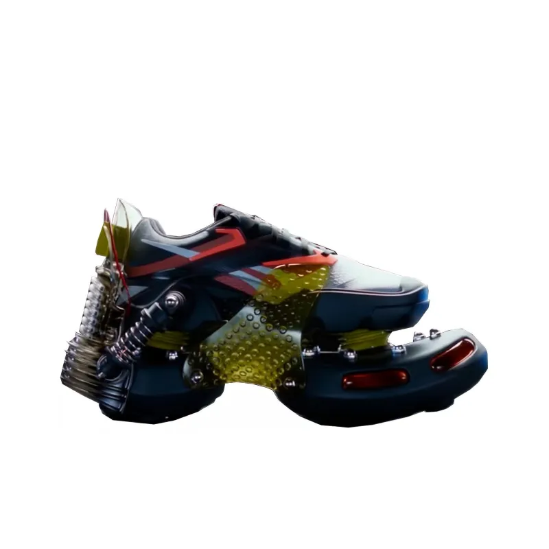 Reebok Cushioning Anti-Slip And Wear-Resistant High-Top Training Shoes Men's Black Red Blue-1
