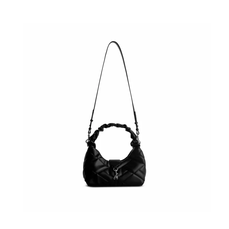 Cthulhu Split Cow Leather Detachable Long Strap Shoulder Bag, Crossbody Bag, Handbag Medium Size Women's Caramel/Black-10