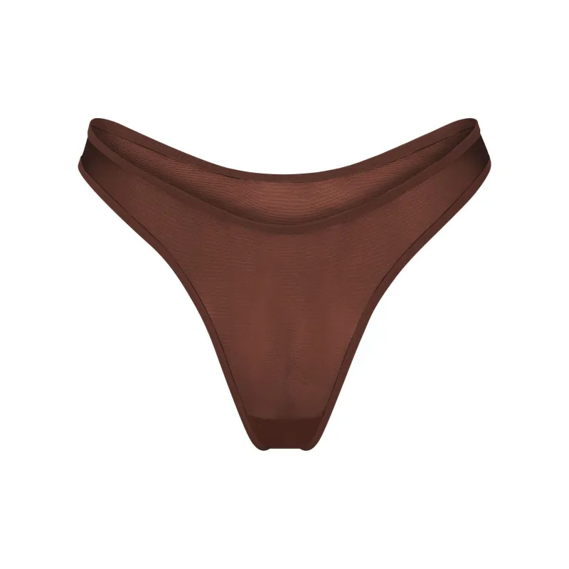 SKIMS ULTRA FINE MESH THONG Underpants Women's 1 Pack Mahogany/Mahogany-0