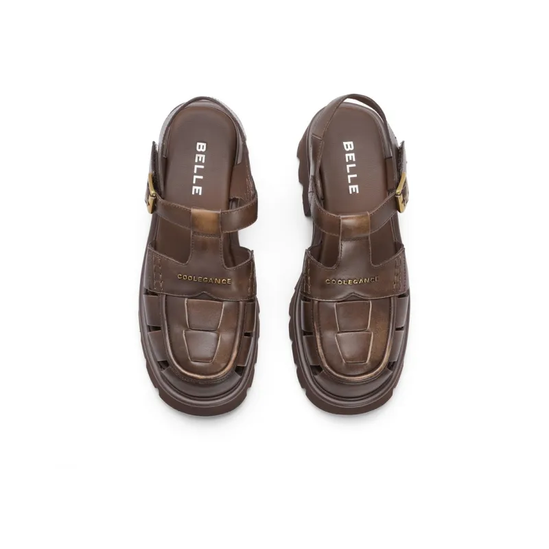 BELLE Roman Sandals 5CM Women's Brown, Black-2