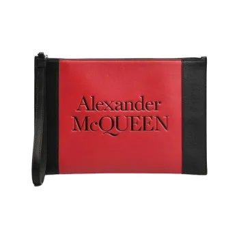 Alexander McQueen Calfskin Clutch Women's Red & Black