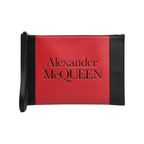 Alexander McQueen Calfskin Clutch Women's Red & Black