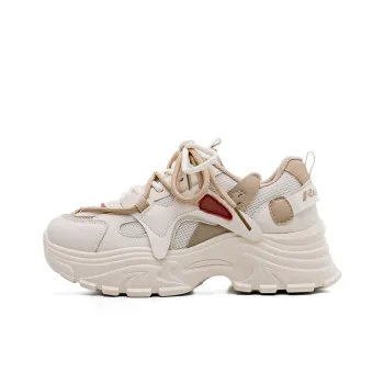 RENBEN Durable Breathable Low Top Chunky Sneakers Women's Beige Coffee