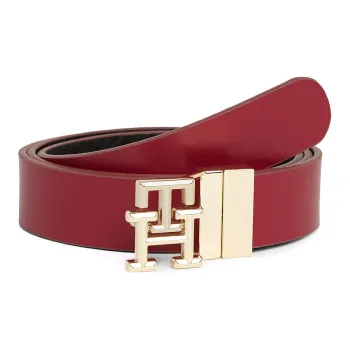 Tommy Hilfiger Double-Sided Design Smooth Buckle Leather Belts Women's Red/Black