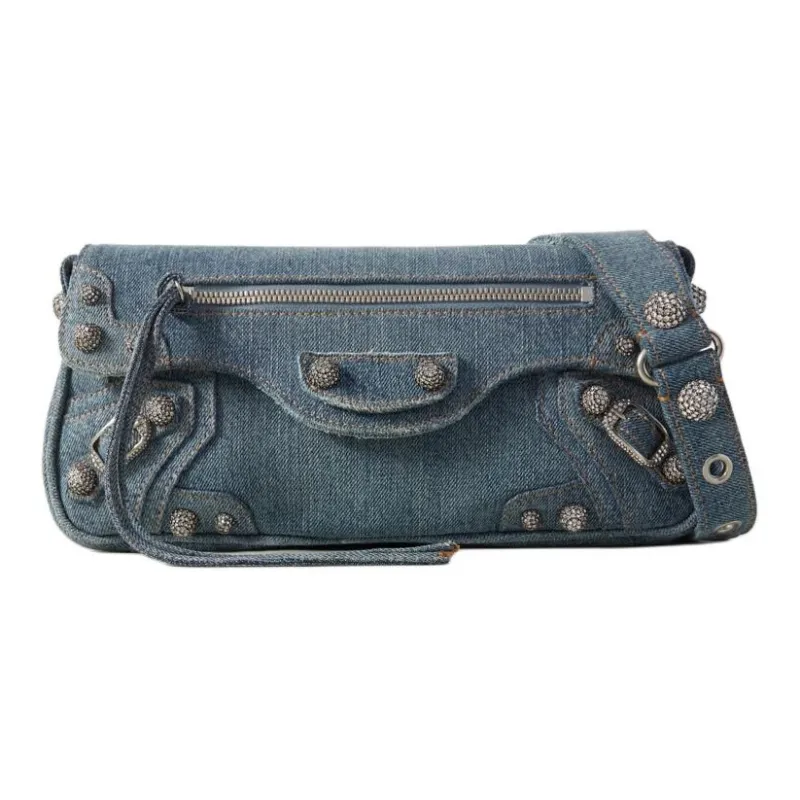 Balenciaga Le Cagole Denim Handbag Shoulder Bag Women's Blue-0