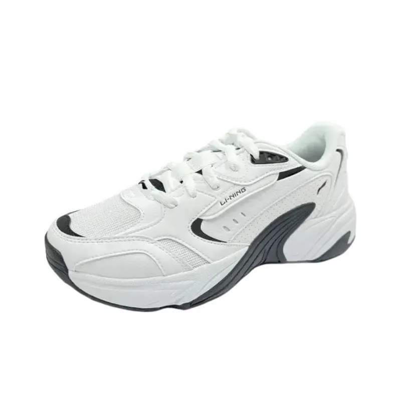 LiNing Cushioning, Wear Resistant Low Top Chunky Sneakers Men's White-1