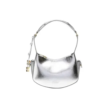 GANNI Recycled Leather Bonded Polyester One Shoulder Handbags Women's Silver