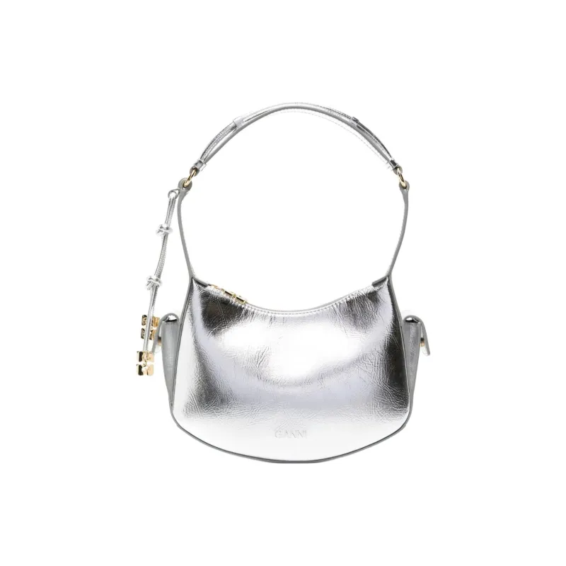 GANNI Recycled Leather Bonded Polyester One Shoulder Handbags Women's Silver-0