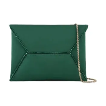 GIORGIO ARMANI Viscose Blended Mulberry Silk One Shoulder Crossbody Clutches Small Size Women's Dark Green