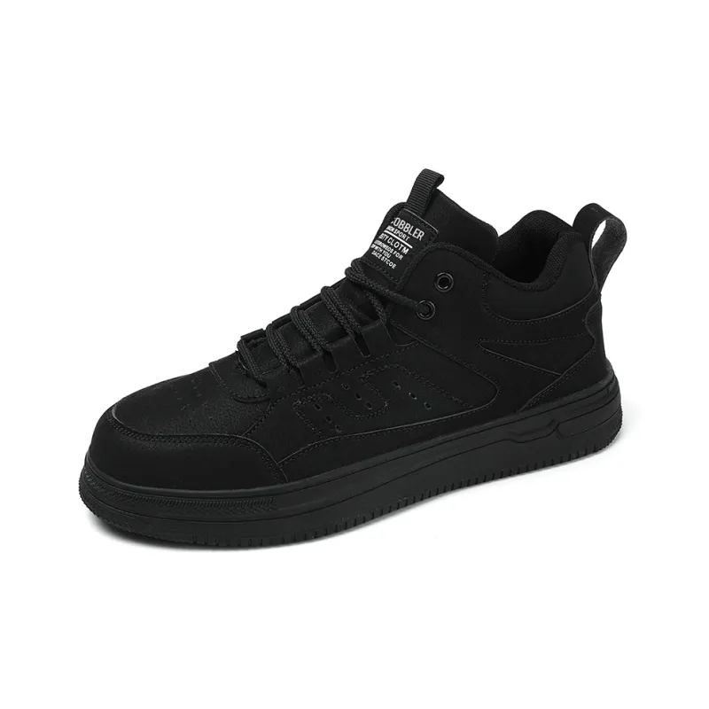 PLAY COBBLER Skateboard Shoes Unisex High Top Beige/Black-1