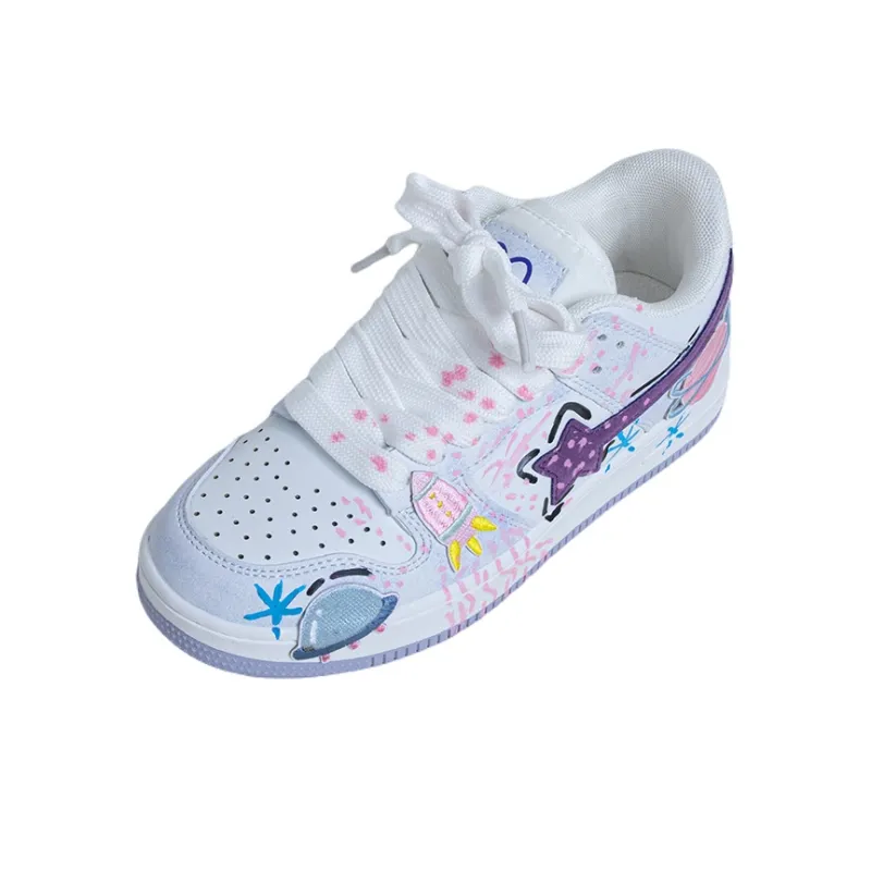 OYNN Young Baby Series Aww Dreamy Space Theme Box Anti Slip Wear Resistant Low Top Skateboard Shoes Unisex-1