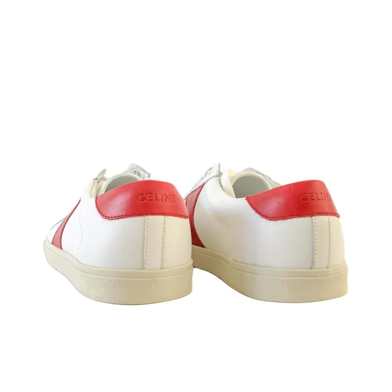 CELINE Triomphe Low Top Skateboard Shoes Men's White Red-4