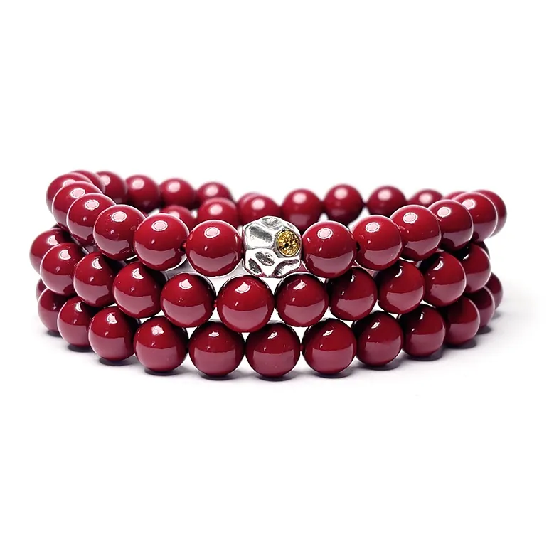 MOUNTAINS AND MANS Reconstructed Cinnabar Auspicious Fortune Beaded Bracelet Unisex-0