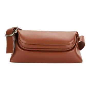 OSOI Cow Leather Patchwork Shoulder Bag Crossbody Bag Medium Size Women's Brick Red
