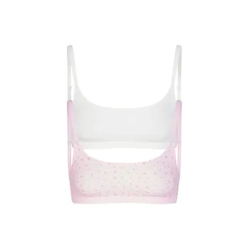 SKIMS Bra Women's 2 Pack MARBLE And PINK ROSEBUD PRINT/Marble And Pink Rosebud Print