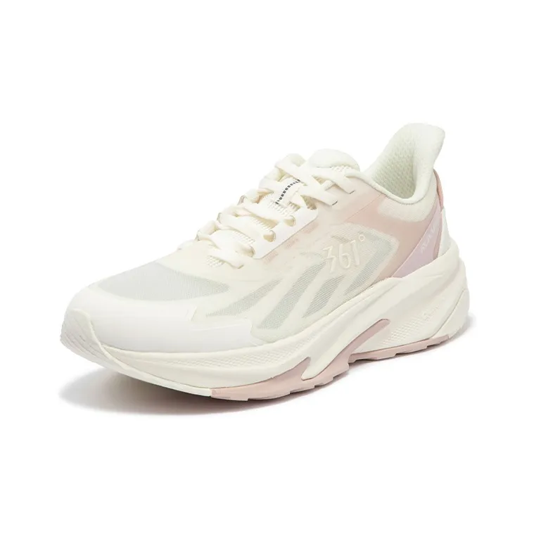 361° Cushioned Slip Resistant Abrasion Resistant Low Top Casual Running Shoes Women's White Pink-1
