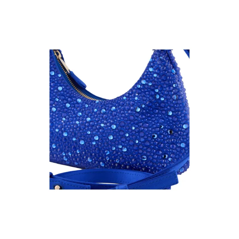 GIORGIO ARMANI Viscose Vagabond Bag Handbag Shoulder Bag Mini Women's Blue-3