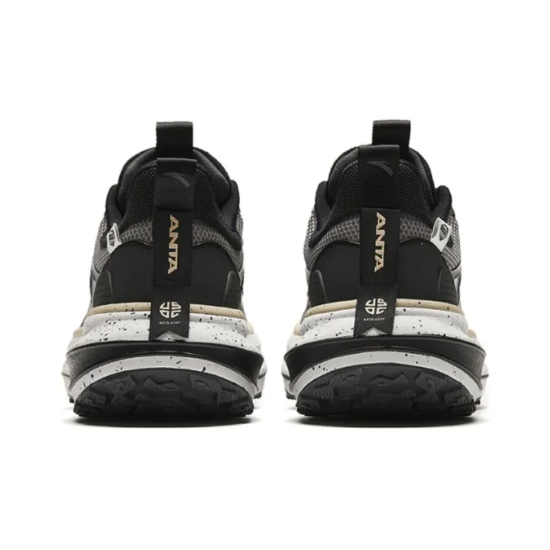 Anta Cushioned Slip-Resistant Low-Top Running Shoes Men's Gray Black-3