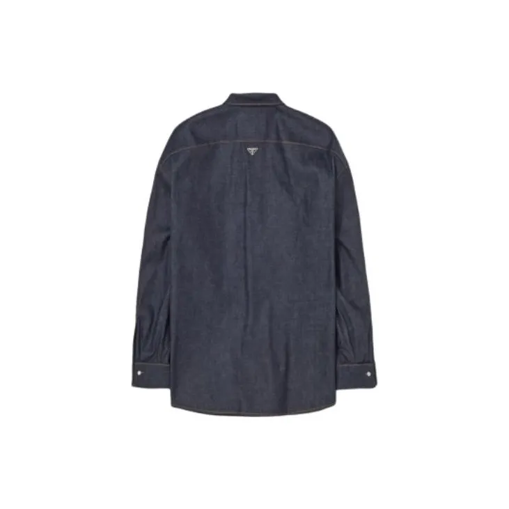 PRADA Enamel triangle logo Denim Shirt-1