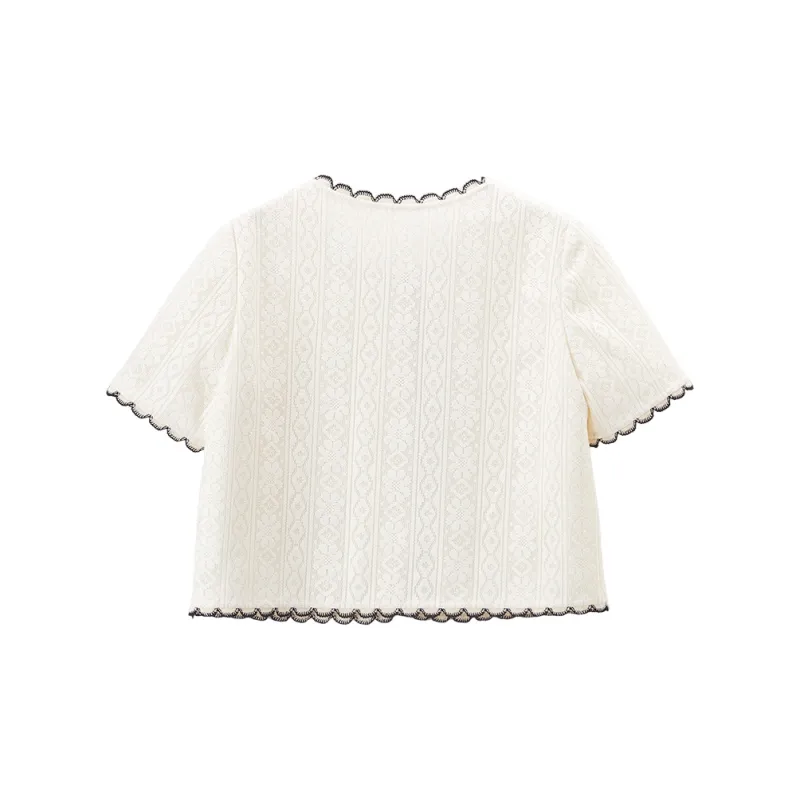 XIANGYING Cropped Coat Women's Beige-1