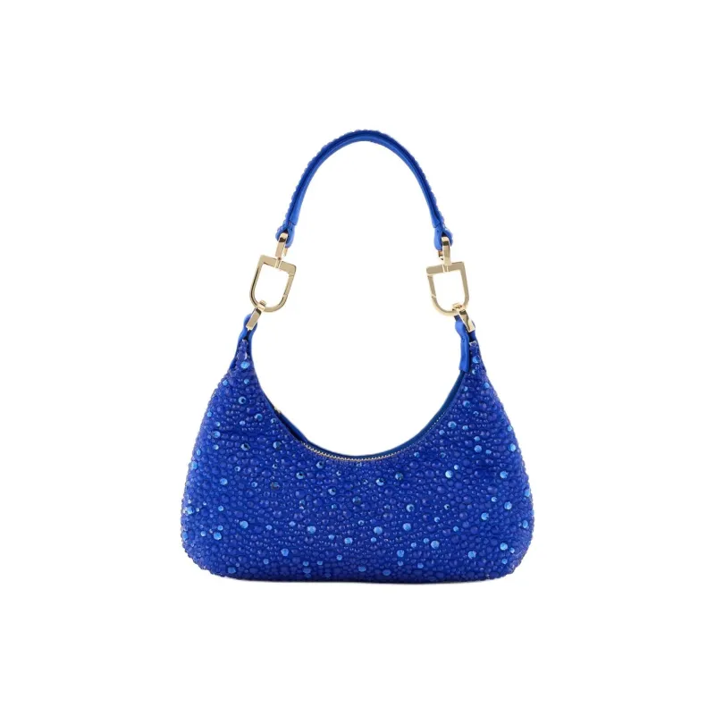 GIORGIO ARMANI Viscose Vagabond Bag Handbag Shoulder Bag Mini Women's Blue-0