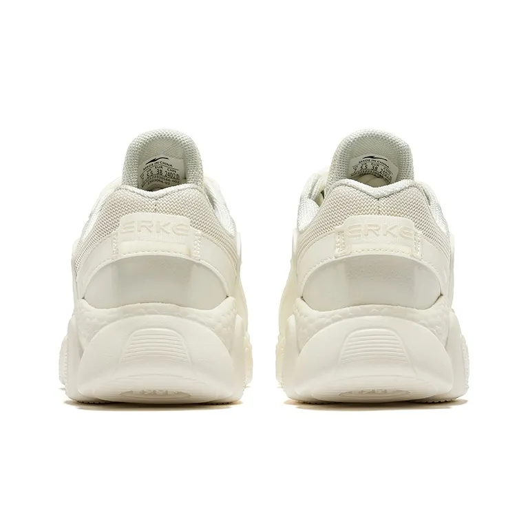 Erke Sweetheart Match Cushioning Anti-Slip And Wear-Resistant Low-Top Chunky Sneakers Women's White-3
