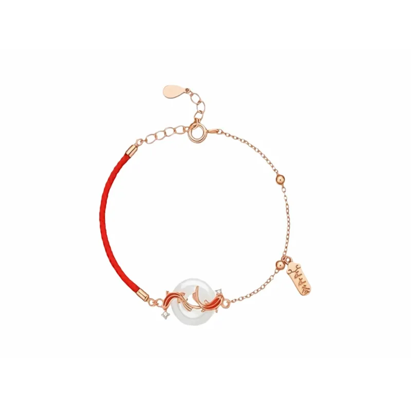 Muyan Colored Glaze Double Carp Peace Buckle Bracelet Women's-0