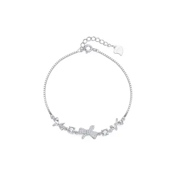 FAIRWHALE S925 Silver Sparkling Zircon Bracelets Women's