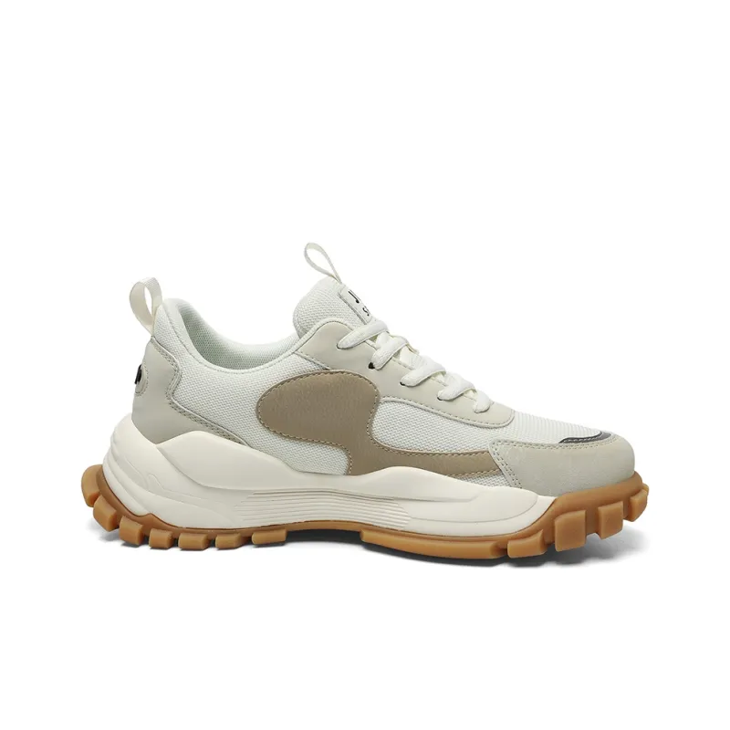 JEEP SPIRIT Anti Slip Wear Resistant Breathable Lightweight Height Increasing Low Top Chunky Sneakers Men's Light Sandy-1