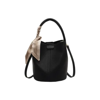 ALOENEY Soft Leather Crossbody Bag, Small Bag, Bucket Bag Medium Size Women's Black/Pink/Yellow/Ecru
