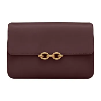 SAINT LAURENT LE MAILLON Leather Shoulder Bag, Crossbody Bag Women's Chestnut Brown