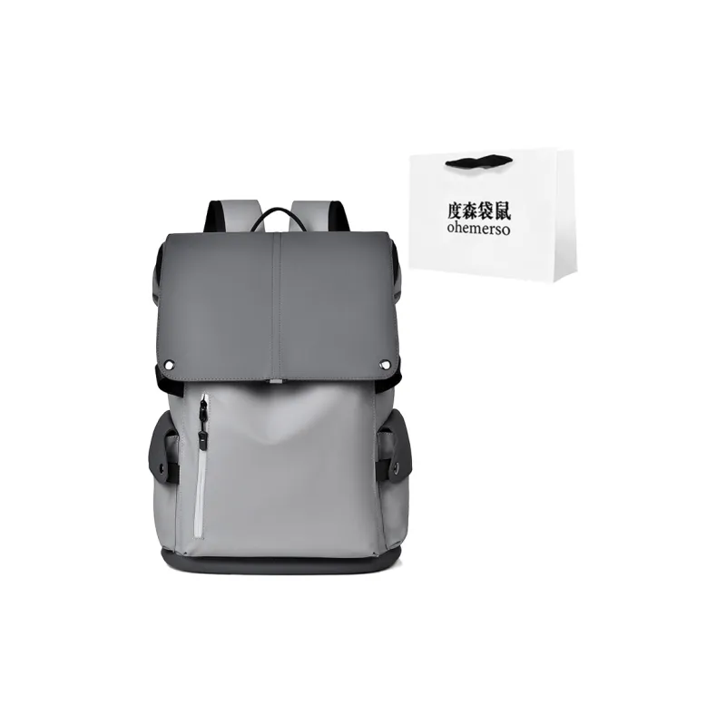 Dusen Kangaroo Abrasion Resistant Material Backpack Unisex Black/Gray/Light Gray-0