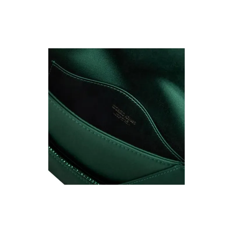 GIORGIO ARMANI Viscose Blended Mulberry Silk One Shoulder Crossbody Clutches Small Size Women's Dark Green-3