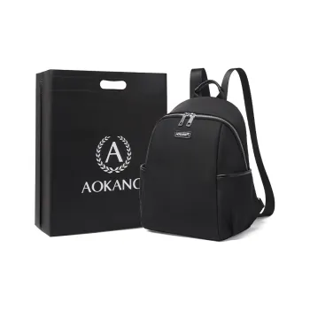 AOKANG Fabric Backpack Medium Size Unisex Classic Black