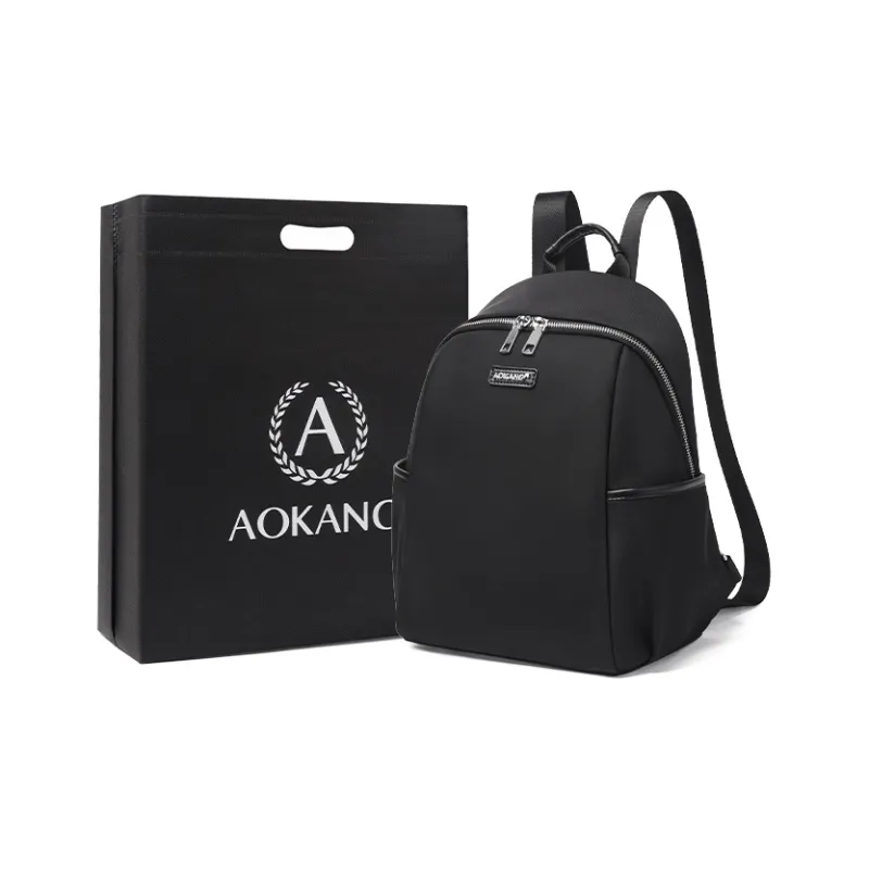 AOKANG Fabric Backpack Medium Size Unisex Classic Black-0