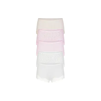 SKIMS FITS EVERYBODY LACE BOY SHORT 5-PACK Underpants Women's 5 Pack Multicolor/Cherry Blossom Rose/Lily Multicolor