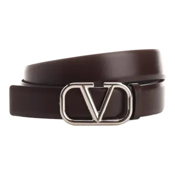 Valentino Ornamental Buckle Ring Leather Belts Men's Black Width 2.5cm