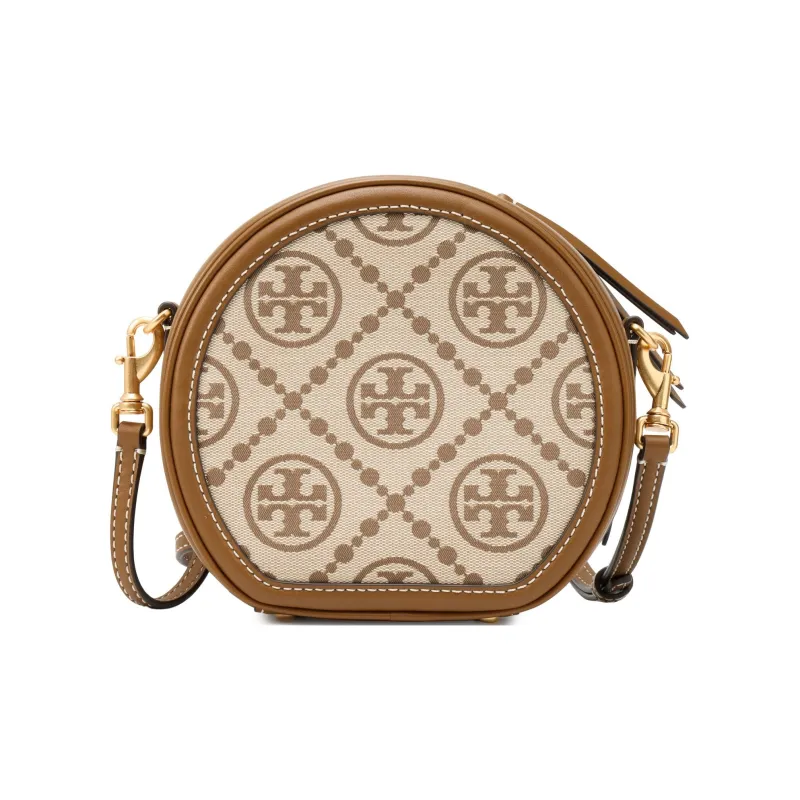 TORY BURCH T Monogram Jacquard Fabric With Leather Round Bag Shoulder Bag Crossbody Bag Regular Women's Hazelnut Brown-4