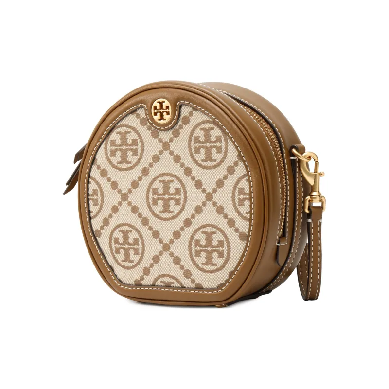 TORY BURCH T Monogram Jacquard Fabric With Leather Round Bag Shoulder Bag Crossbody Bag Regular Women's Hazelnut Brown-2