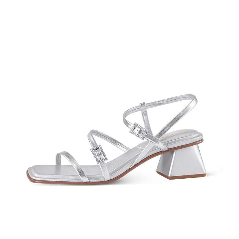 7or9 Strap Sandals 5cm Women's Silver-0