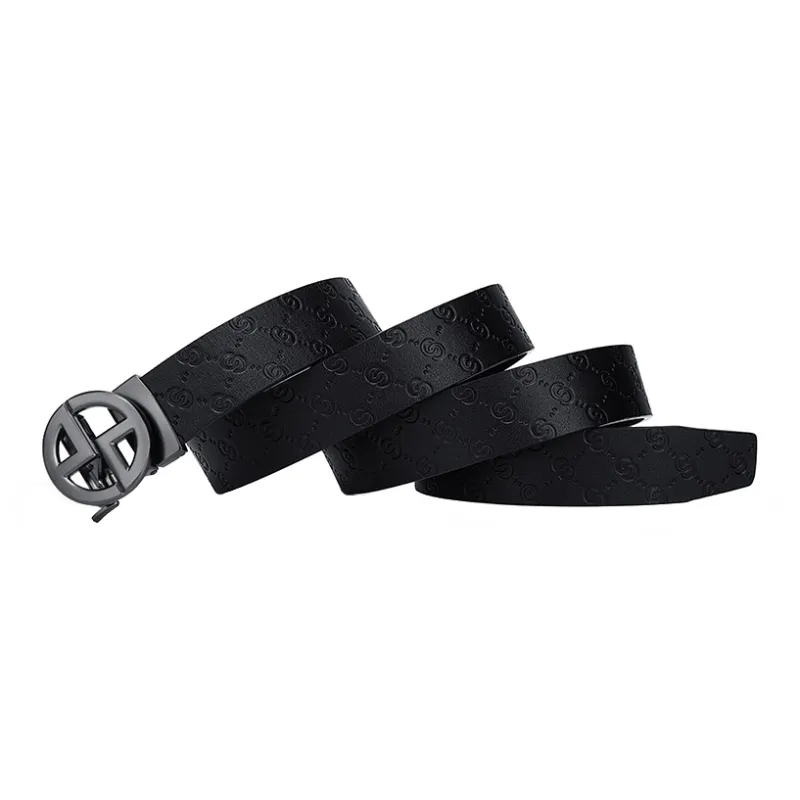 POLO Top Grain Cow Leather Men's Belt Set Men's Gunmetal Width 3.4cm-4