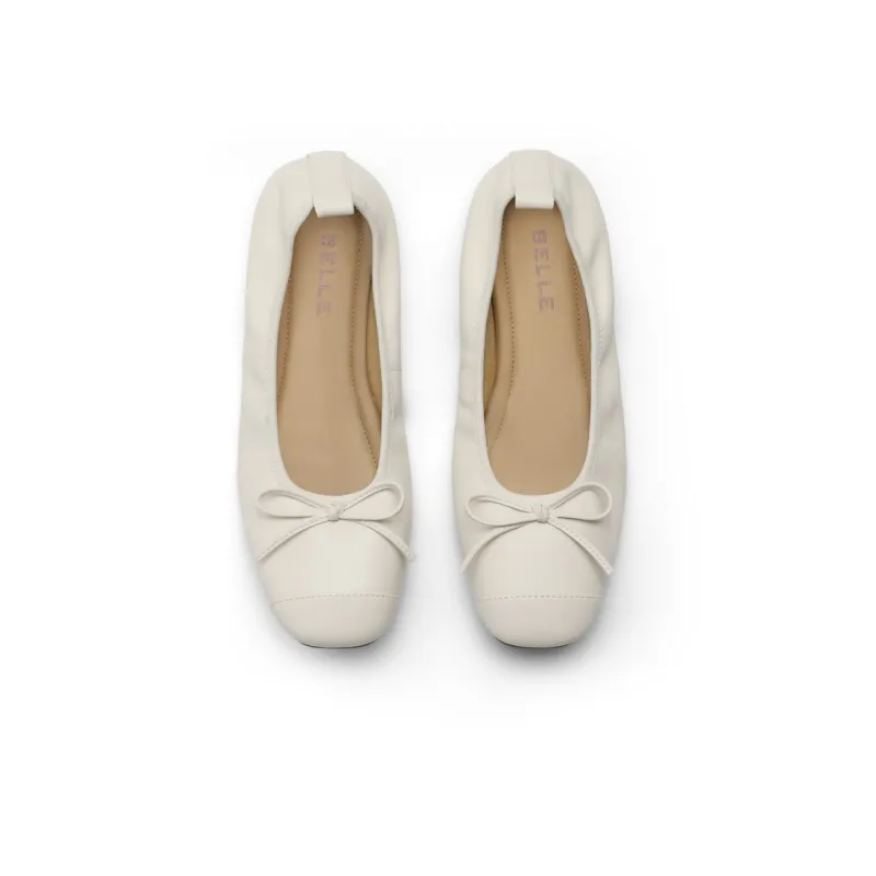 BELLE Casual Single Shoes 1CM Women's Black Ecru Yellow-12