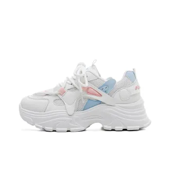 RENBEN Wear Resistant Breathable Height Increasing Low Top Chunky Sneakers Women's White Blue