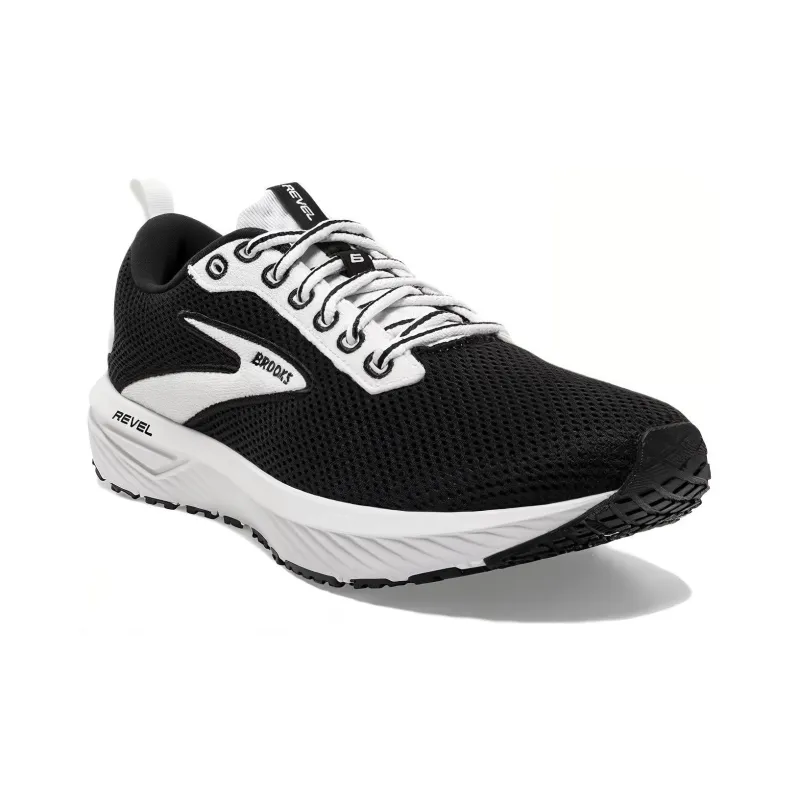 Brooks Revel 6 Cushioning Anti-Slip And Wear-Resistant Low-Top Running Shoes Men's Black White-1