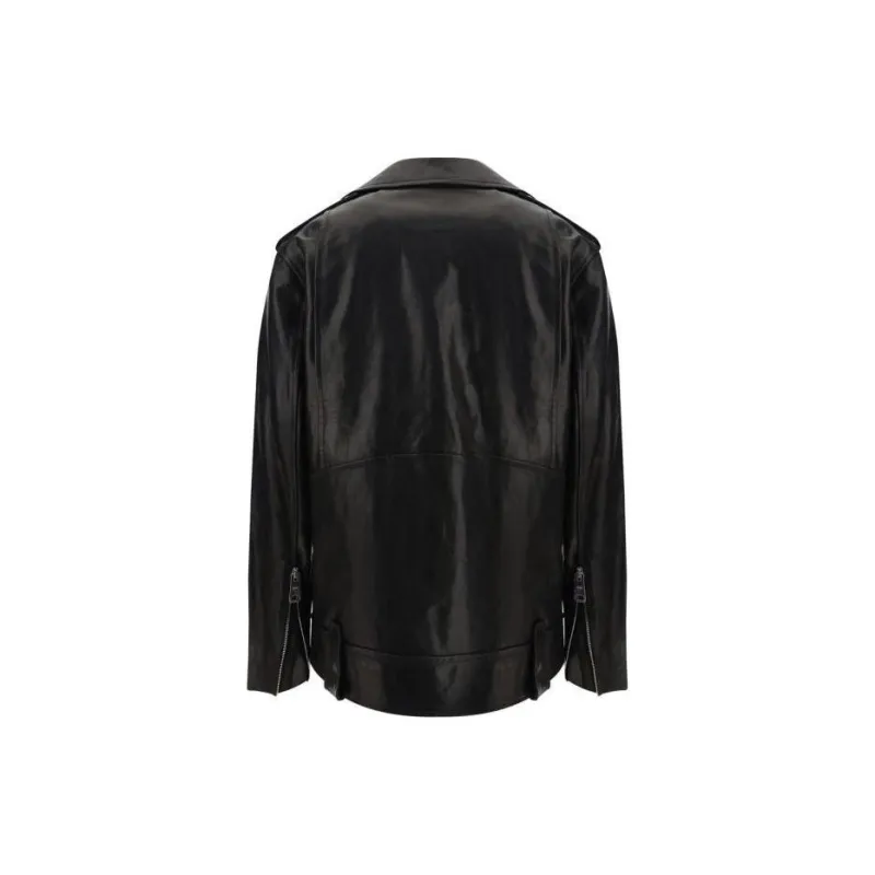 KHAITE The Hanson Off centre Leather Jacket-1