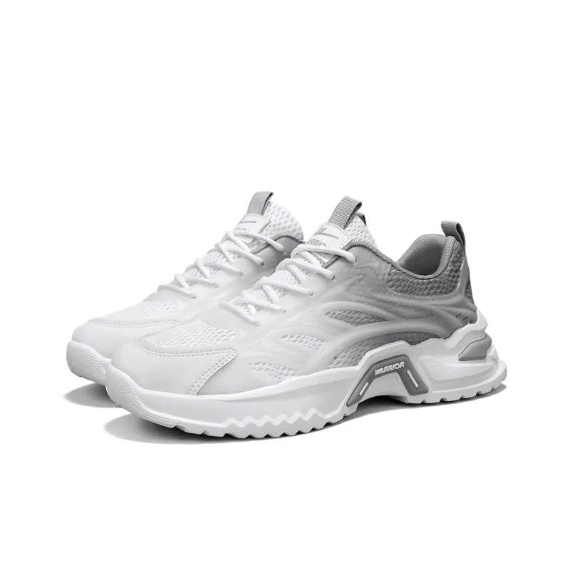 WARRIOR Chunky Sneakers Men Low Top Beige Gray Gradient/White Blue Gradient-2