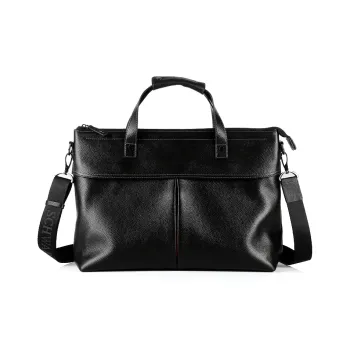 Old Man's Head Top Grain Cow Leather Briefcases Men's Black
