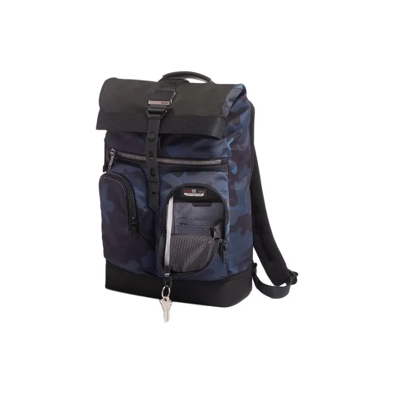 TUMI Alpha Bravo Fabric Backpack Men's Black & Blue-2