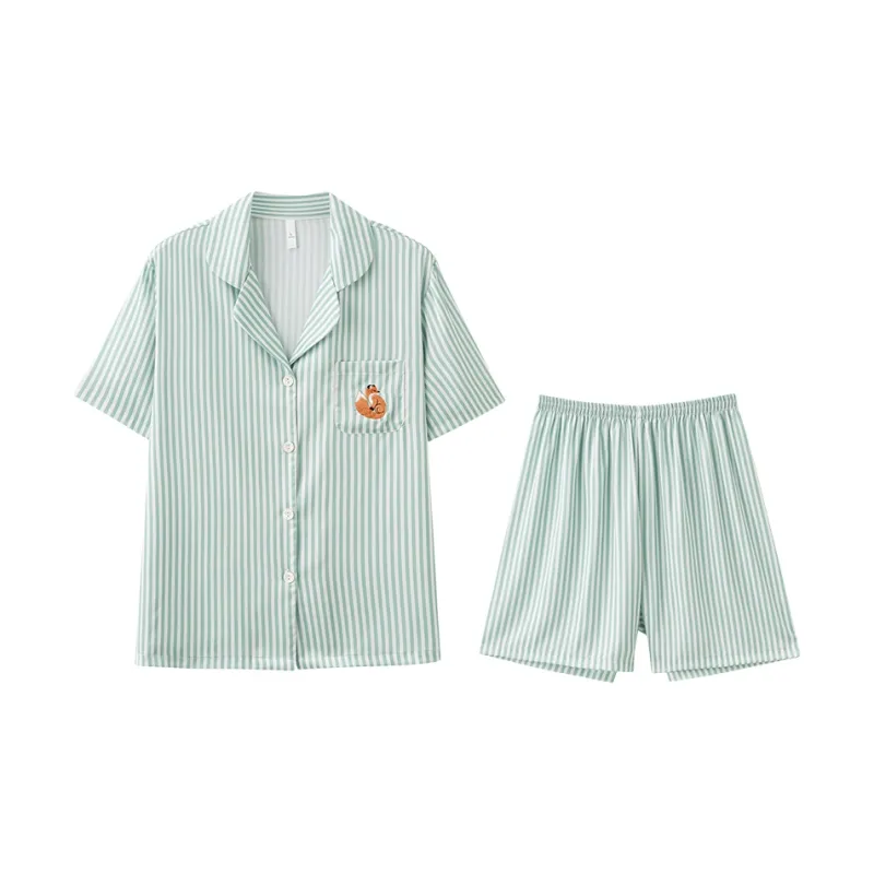 Tianmicat Silent Wind Series Pajama Set Women's Light Green-0