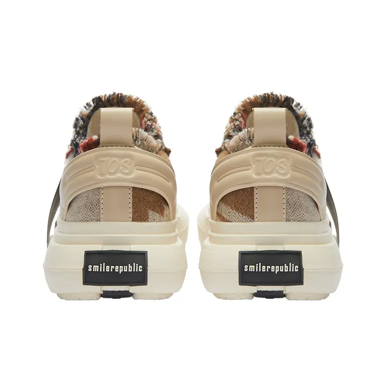 SMILEREPUBLIC INCEPTION 70s Multicolor Wool Ethnic Fabric Height Increasing Low Top Canvas Shoes Unisex Multicolor-4